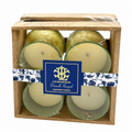SET OF 4 VOTIVES WITH WOODEN CRATE-CITRONELLA PINEAPPLE
