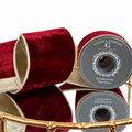 4"X5YD BURGUNDY PLUSH VELVET WITH LIGHT GOLD METALLIC DUPION BACK RIBBON