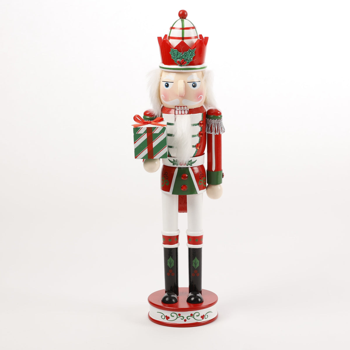 15" RD/WH WOODEN NUTCRACKER