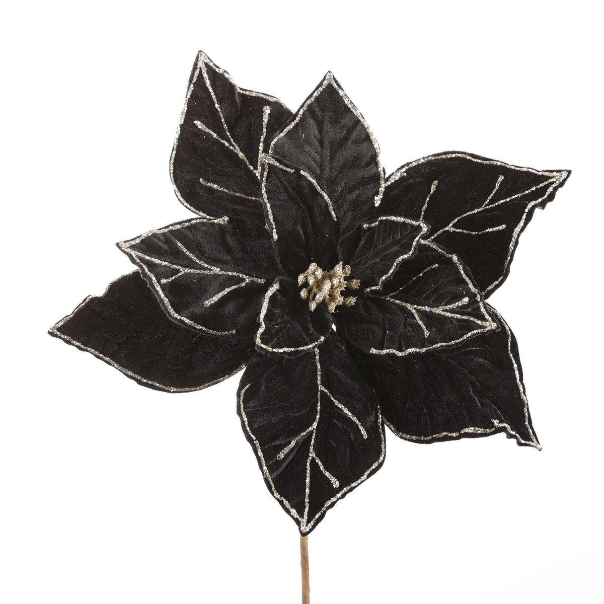 BLACK 22" VELVET POINSETTIA STEM