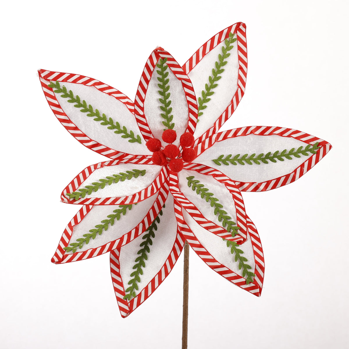 12.5" WHITE/GREEN/RED POINSETTIA