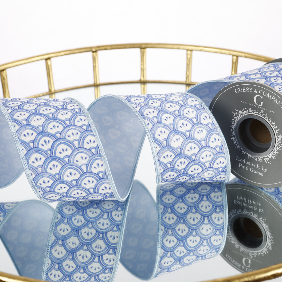 2.5" DIGITAL PRINT ON DUPION WITH LT BLUE DUPION BACK RIBBON