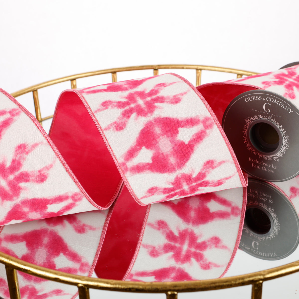 4" DIGITAL PRINT ON DUPION WITH FUCHSIA PINK DUPION BACK RIBBON