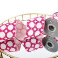 4" EMB ON WHITE DUPION WITH LT PINK DUPION BACK