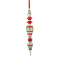 9.5 x 2", 11 x 1.8", 11 x 1.8"  GLASS FINIAL RED/GRN/WHT ORNAMENT