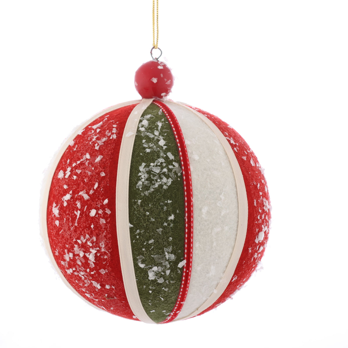 6" FRST BALL ORN-RED WHITE GREEN