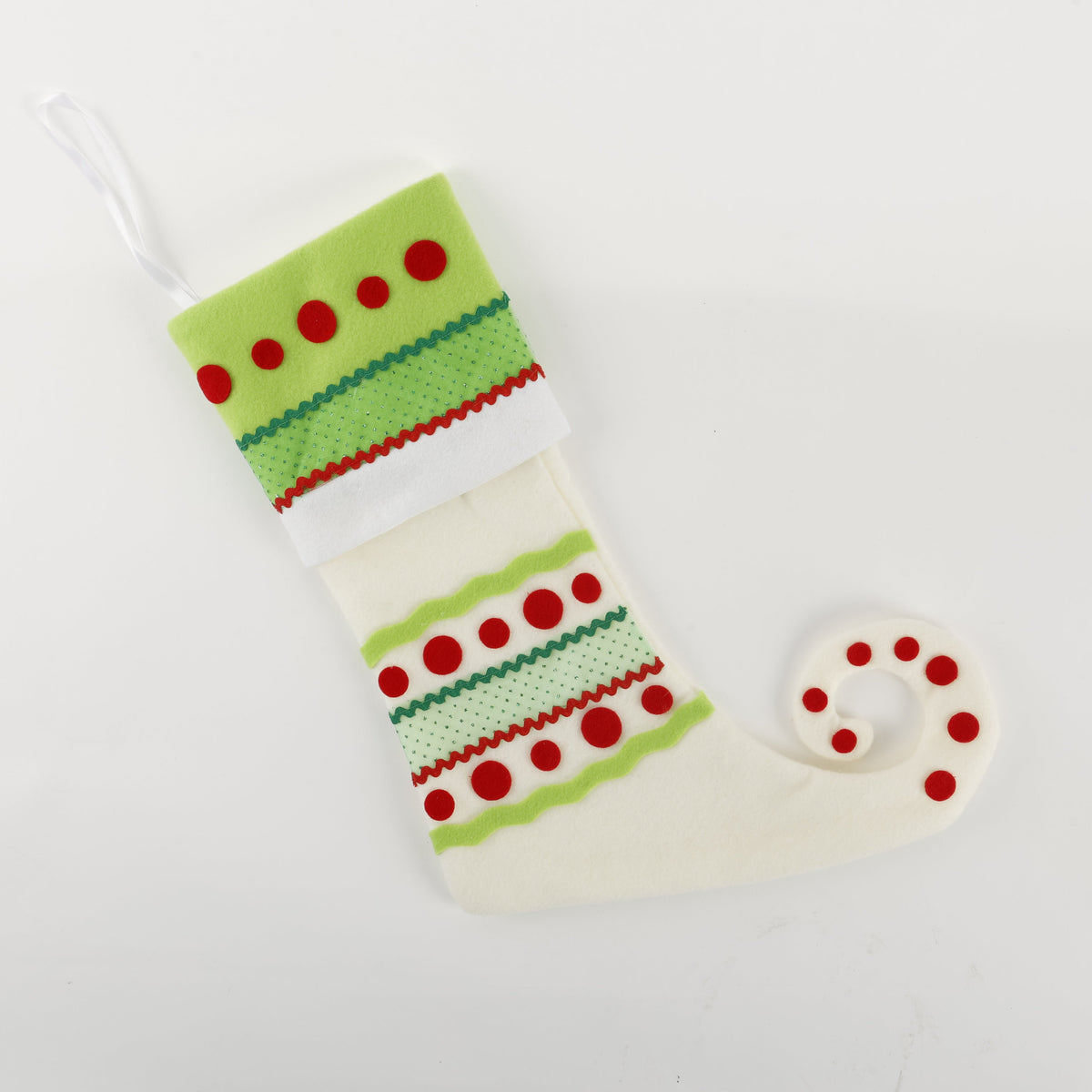 17" ELF STOCKING-WHT RED GRN