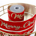 4" GLITTER PRINT ON RED PLUSH VELVET WITH LT GOLD METALLIC DUPION BACK