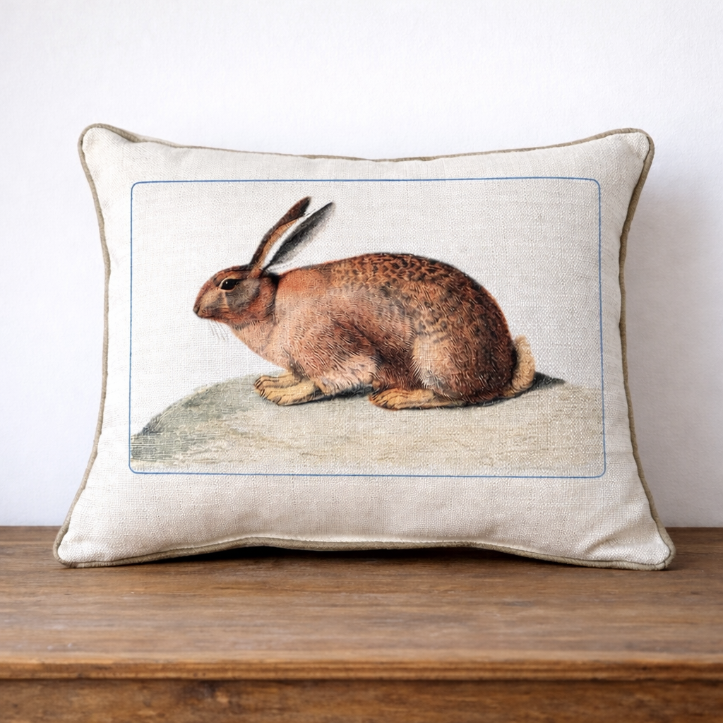 Botanical Bunny Pillow + Piping FERN