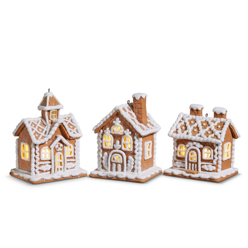 4.25" Lighted Gingerbread House Ornament (2 CHIMNEYS-1 ONLY)