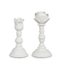 7" WHITE FLORAL CANDLE STICK