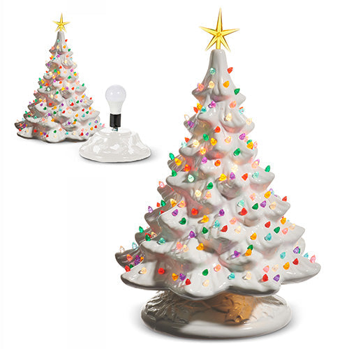 16.5" Lighted Vintage White Tree