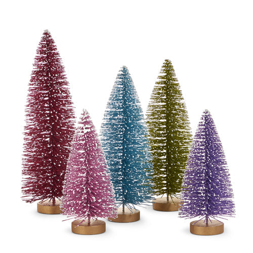 8.5" Multicolor Glittered Trees (GREEN MED)