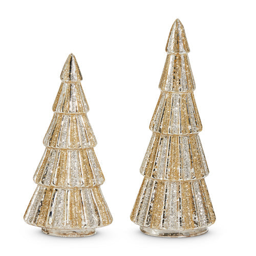 8.5" Silver and Gold Glitter Trees