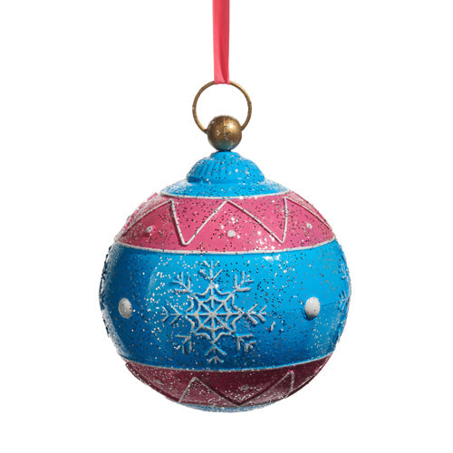 10" Glittered Blue and Pink Ornament