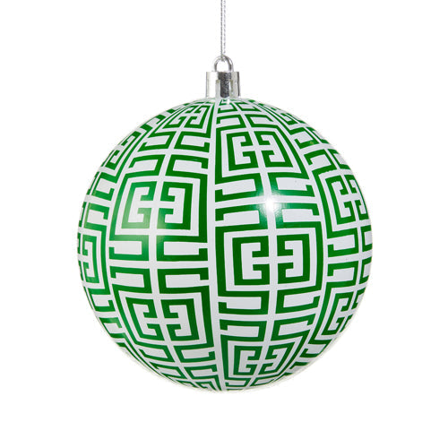 4" Green Greek Key Ball Ornament