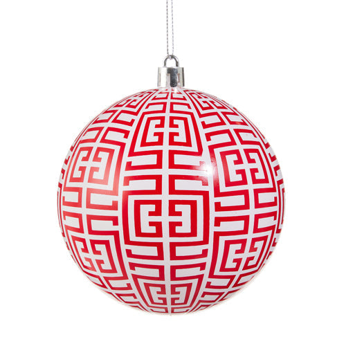 4" Red Greek Key Ball Ornament