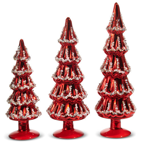 10" Red Beaded Trees (SMALL)
