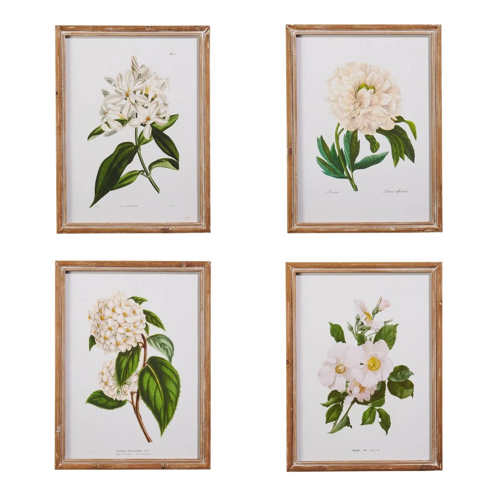 20" White Floral Framed Wall Art (BOTTOM LEFT)