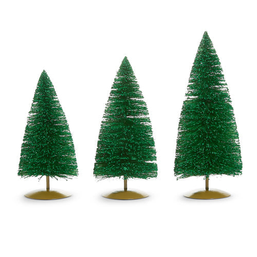 11" Green Glittered Bottle Brush Tree (SMALL ONLY)