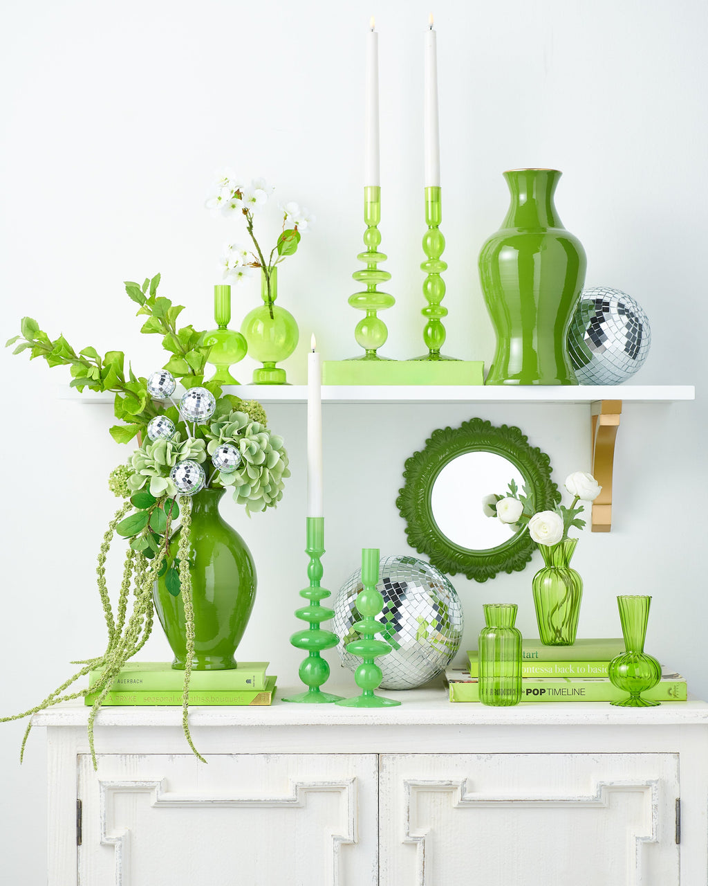 10.25" GREEN CANDLE STICKS (LEFT ONLY)