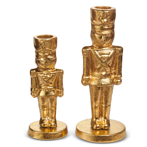 7" Gold Nutcracker Candlestick - Large