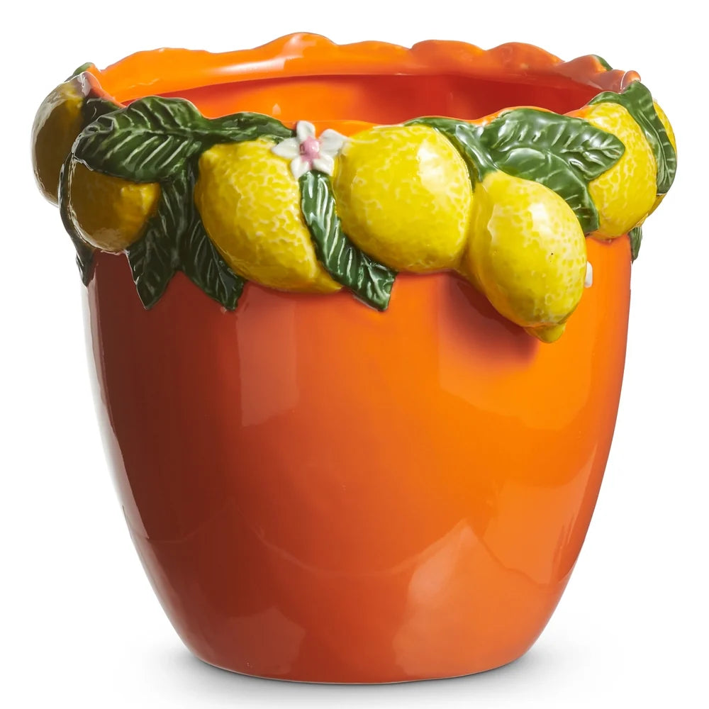 7" Orange Planter with Lemon Rim