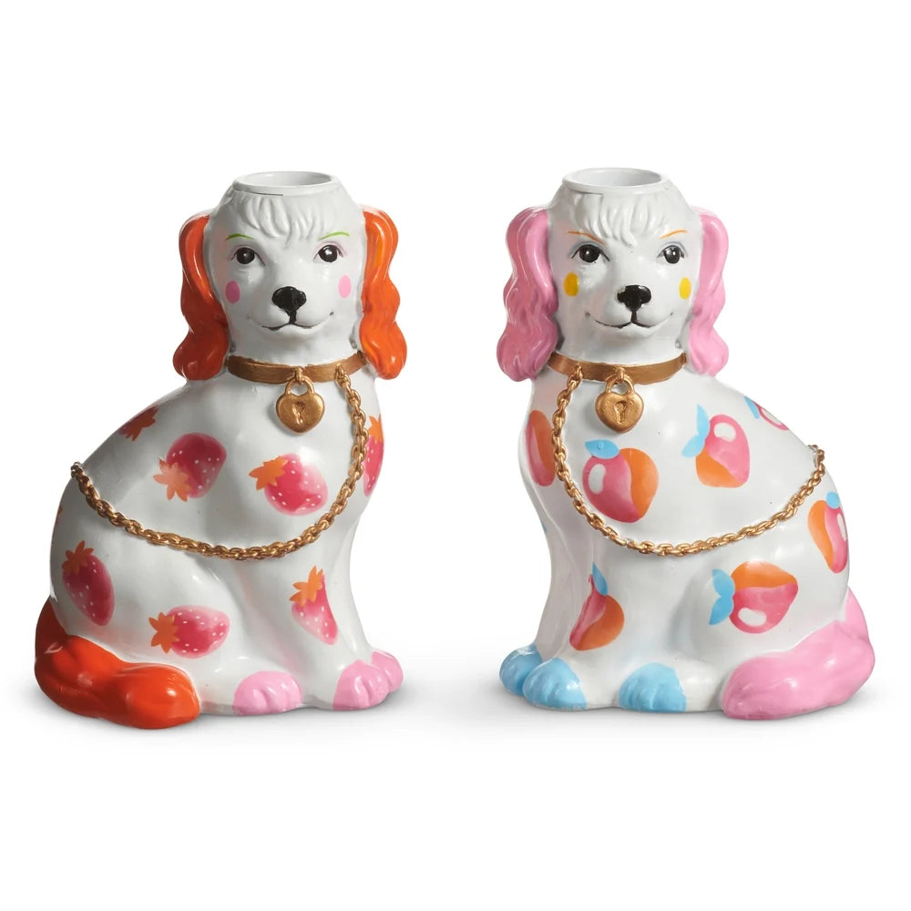 5.75" Dog Candle Holder with Fruit Motif (RIGHT ONLY)