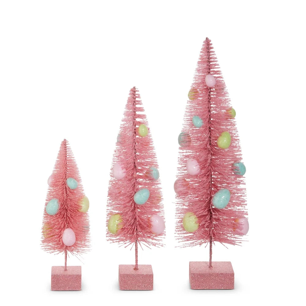 12" Pink Egg Bottle Brush Trees (MEDIUM ONLY)