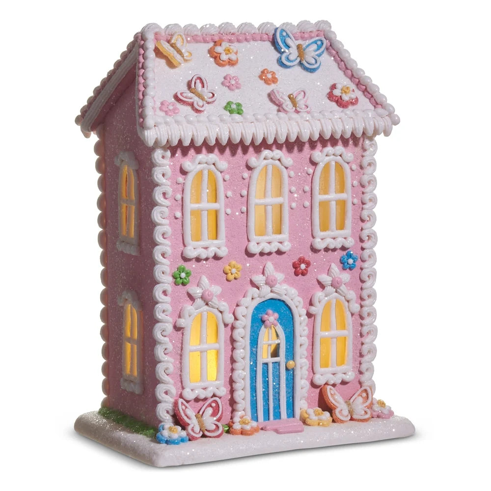 12.5" Lighted Flutter and Petal Gingerbread House