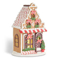 11.75" Chocolate and Peppermint Lighted Gingerbread House