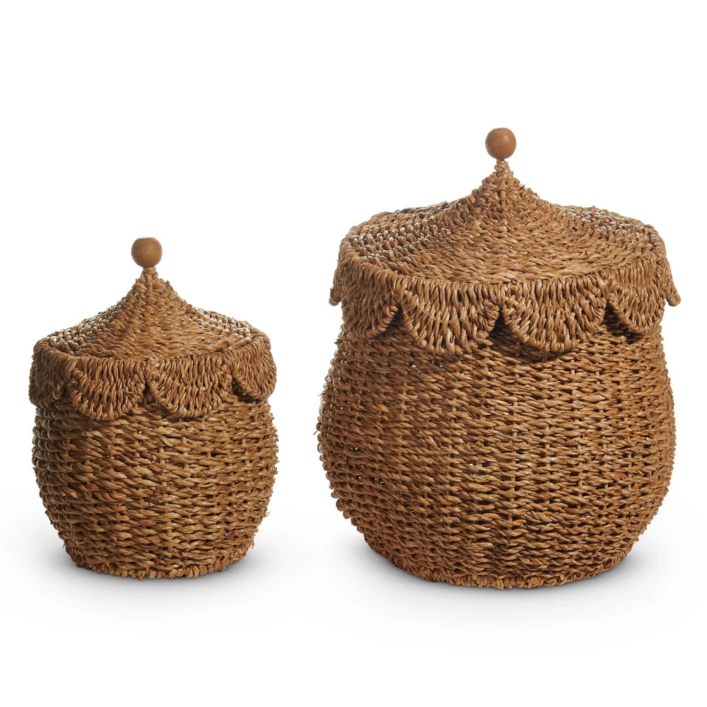 10.25" Natural Lidded Baskets (SMALL ONLY)