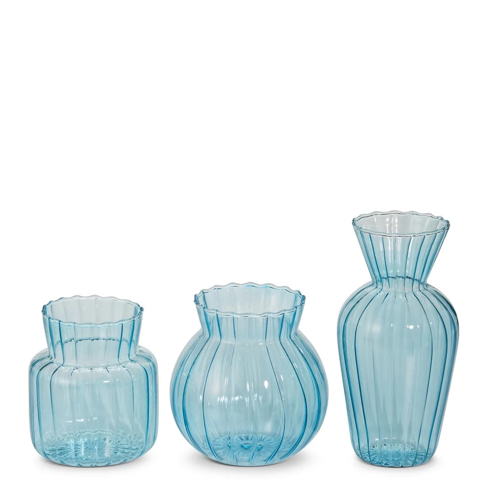 3.75" Blue Ribbed Vases (LEFT ONLY)