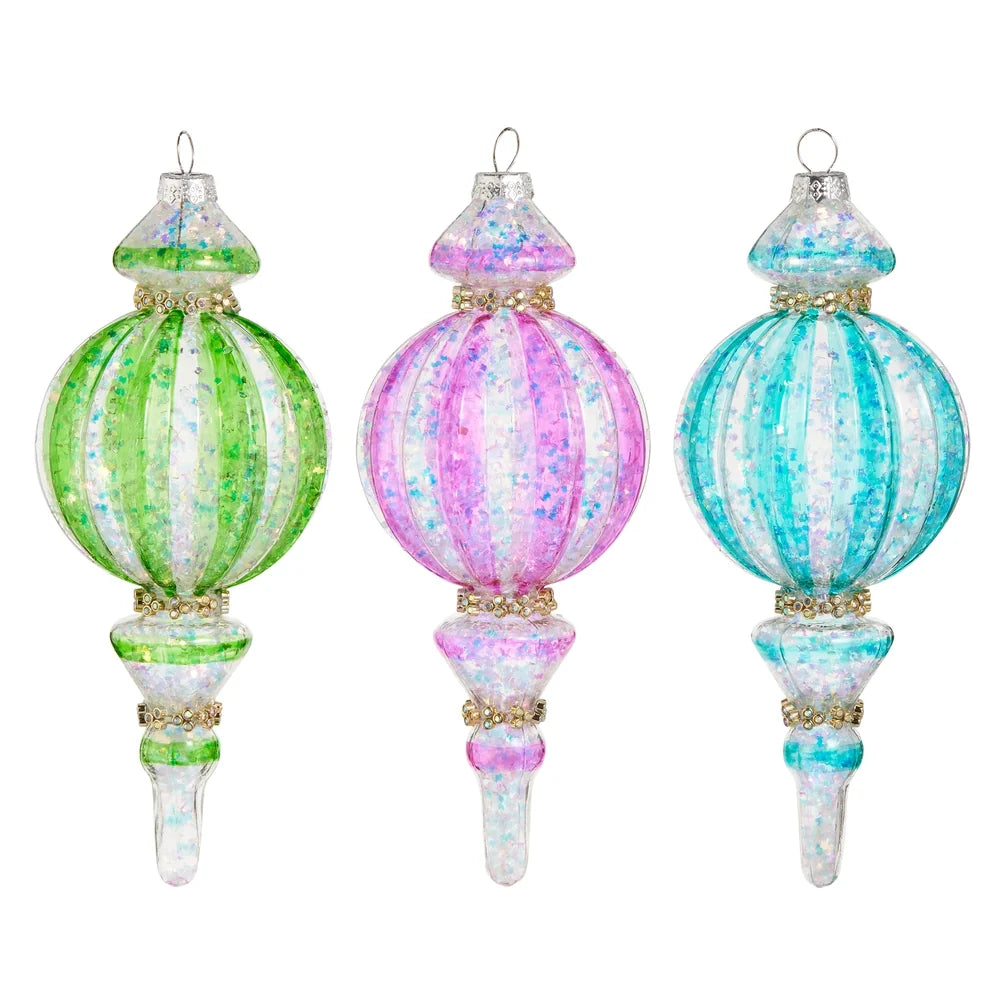 7.5" Bright Stripe Finial Ornament (BLUE ONLY)