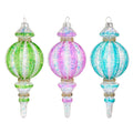 7.5" Bright Stripe Finial Ornament (GREEN ONLY)