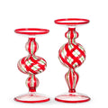 9" Red and Green Stripe Candle Holders (LARGE ONLY)