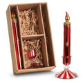 11" Box of Red Glass Candles and Holders