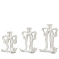 6.5" White Pearlescent Bow Candlesticks (SMALL ONLY)