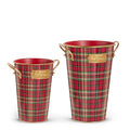 10.5" Red, Green and Gold Plaid Bucket Decor (SMALL ONLY)