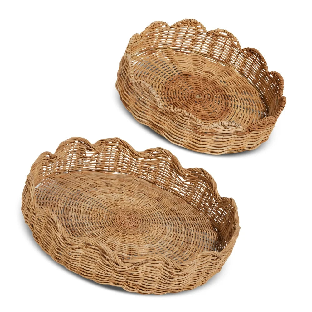 13" Wicker Scalloped Edge Trays (SMALL ONLY)