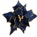 11.5" Diameter Midnight Blue Sequined Poinsettia Stem
