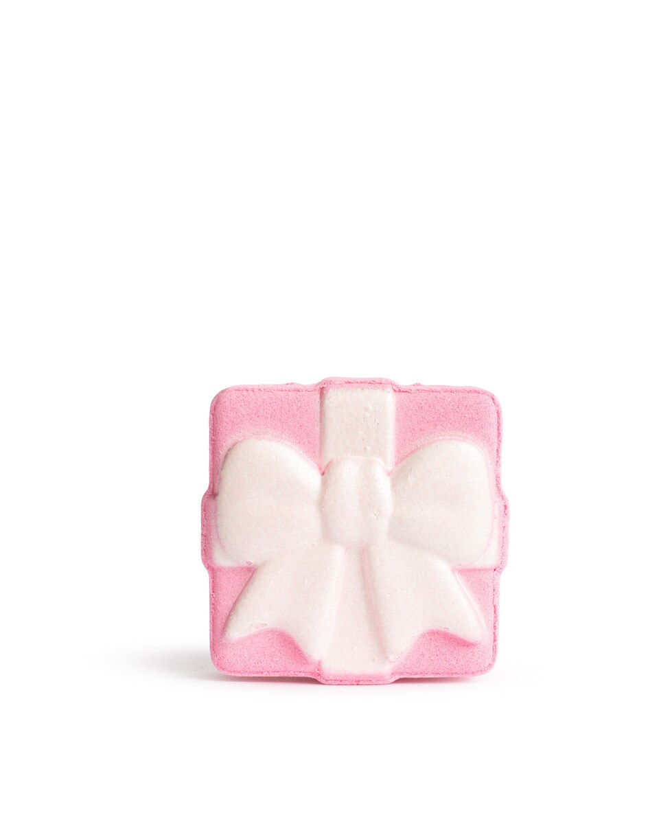 Present Bath Fizzer Sugar Plum Scented Pink/White 2.5x2.75x1