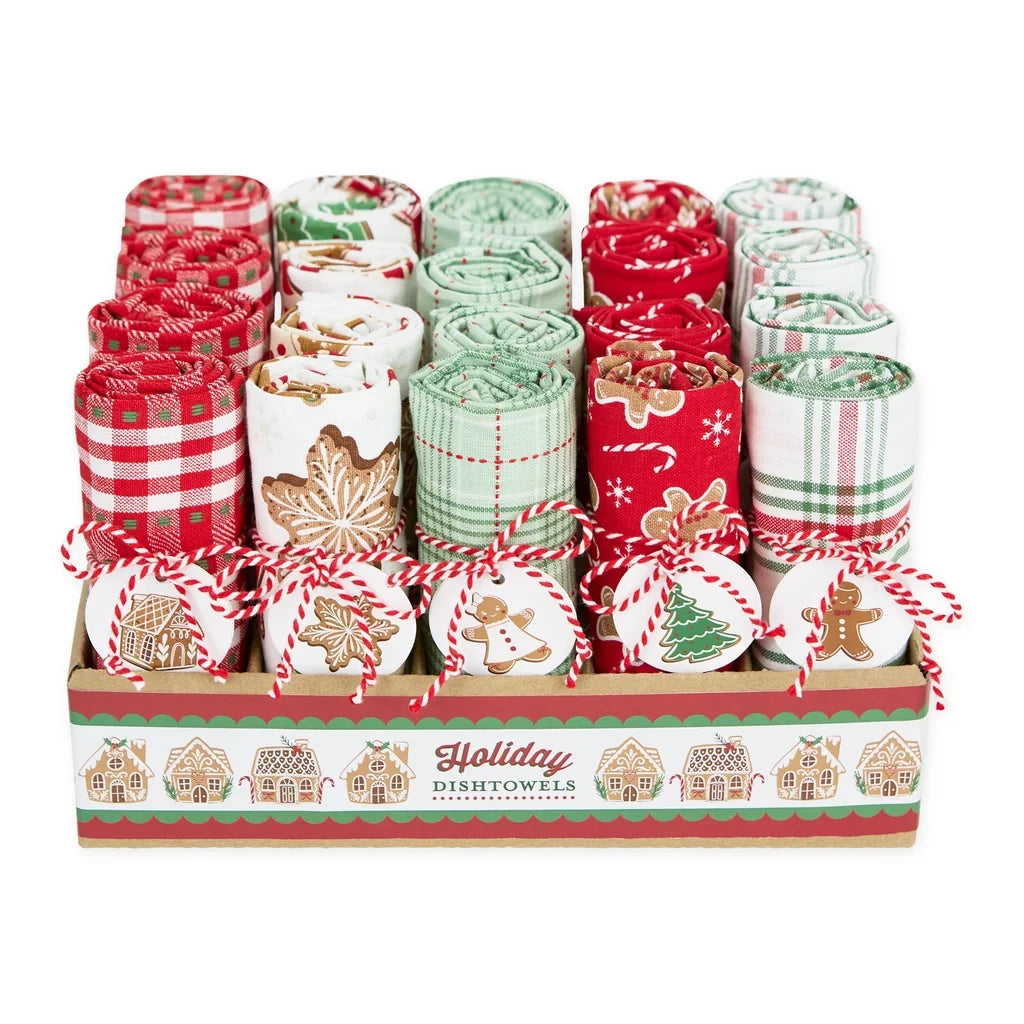 Sugar and Spice Assorted Dishtowels(WHITE/GREEN/RED PLAID)