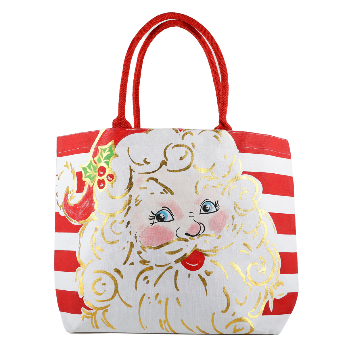 RED/WHT STRIPE SANTA TOTE BAG