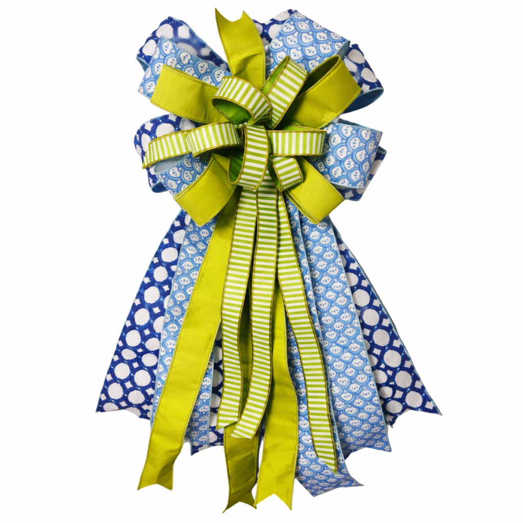 18" X 40" BLUE GREEN SPRING BOW