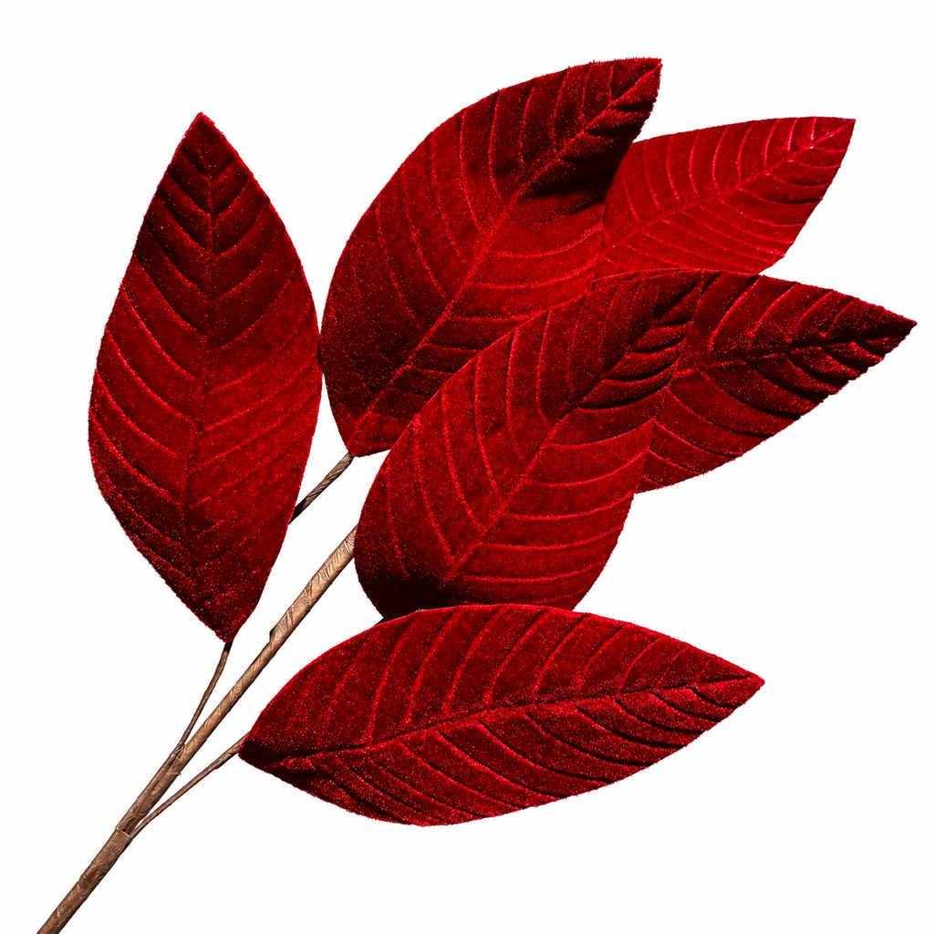 31" Red Velvet Leaf Spray