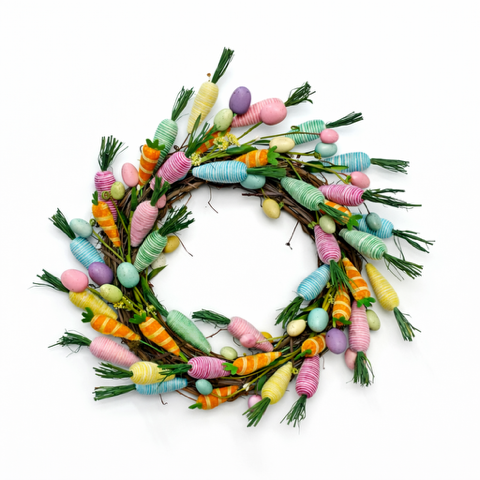 24" Carrot and Egg Wreath-Multi