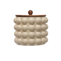 8 1/4" ROUND STONEWARE CANISTER WITH WOOD LID