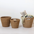 Hand-Woven Seagrass Baskets w/ Handles, Natural, LARGE ONLY