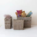 Woven Wicker Rattan Baskets w/ Handles, LARGE ONLY